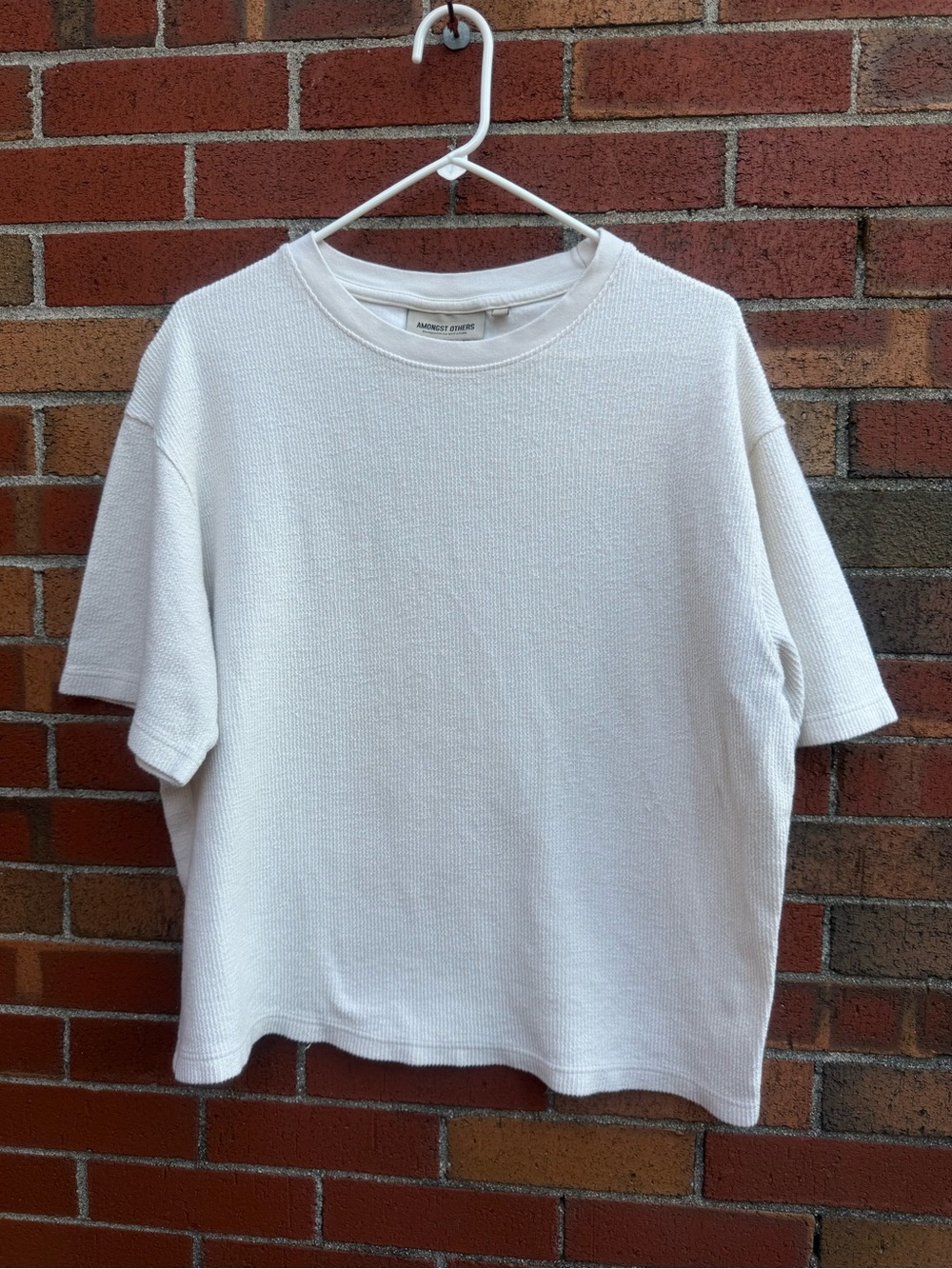 Amongst Others Cream Waffle Knit Oversized Cotton Tee Large